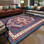 Turkish Meeting Room Carpet Multicolor Symmetrical Tribal Pattern Carpet Polypropylene Non-Slip Stain Resistant Washable Carpet
