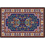 Persian tribal patterned rug Multicolored polyester rug Stain resistant Pet friendly Non-slip back Rug for the bedroom