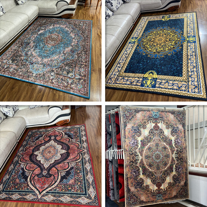 Glam Persian Indoor Dress Multicolored Floral Pattern Dress Non-Slip Back Machine Washable Pet Friendly Carpet for Living Room