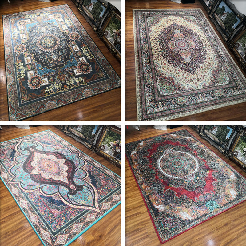 Glam Persian Indoor Dress Multicolored Floral Pattern Dress Non-Slip Back Machine Washable Pet Friendly Carpet for Living Room
