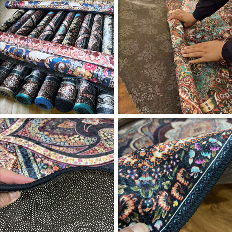 Glam Persian Indoor Dress Multicolored Floral Pattern Dress Non-Slip Back Machine Washable Pet Friendly Carpet for Living Room