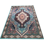 Glam Persian Indoor Dress Multicolored Floral Pattern Dress Non-Slip Back Machine Washable Pet Friendly Carpet for Living Room