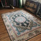 Glam Persian Indoor Dress Multicolored Floral Pattern Dress Non-Slip Back Machine Washable Pet Friendly Carpet for Living Room