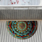 Door mat half round mandala design rug