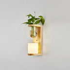 White Glass Geometric Wall Lighting Modern 1 Head Wood Wall Lamp for Nightstand