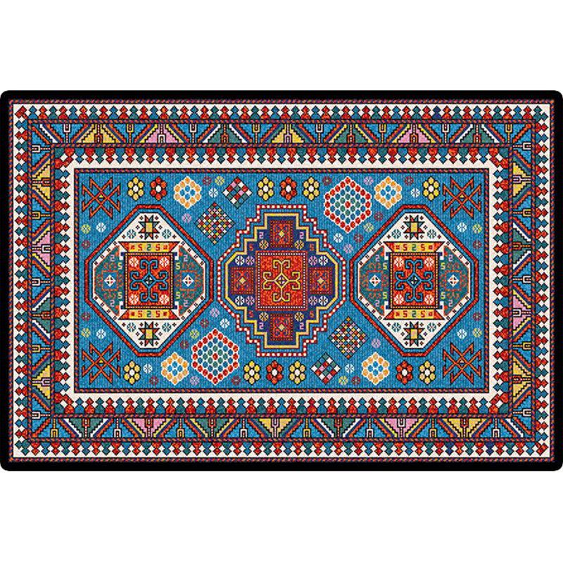 Turkish symmetrical geometric pattern rug Multicolored polypropylene rug Pet-friendly Non-slip Stain-resistant rug for hallway