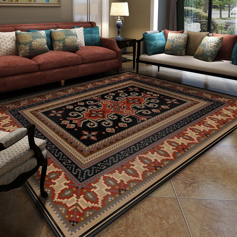 Turkish symmetrical geometric patterned carpet Multicolored polypropylene carpet Pet-friendly Non-slip Stain-resistant carpet for hallway