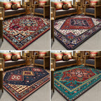 Stralendel Multi-colored Flower Rug Synthetic Moroccan Rug Washable Pet-friendly Non-slip Rug for Room