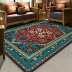 Stralendel Multi-colored Flower Rug Synthetic Moroccan Rug Washable Pet-friendly Non-slip Rug for Room