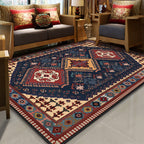 Stralendel Multi-colored Flower Rug Synthetic Moroccan Rug Washable Pet-friendly Non-slip Rug for Room
