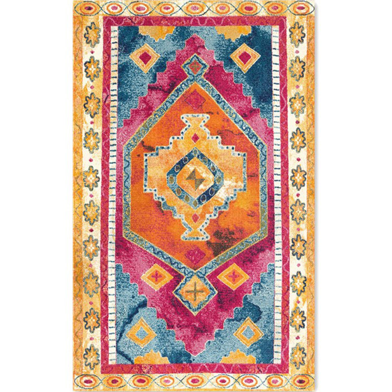 Color back Moroccan style rug Polymer geometric pattern rug non-slip bottom machine washable stain-resistant rug for indoor use