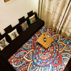 Multicolored Moroccan rug made of polypropylene, tribal floral rug, non-slip, dirt-repellent, washable rug for the living room