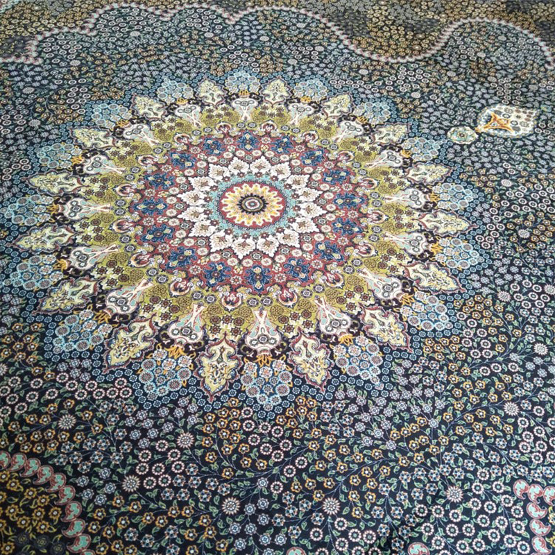 Aesthetic Moroccan Carpet Multicolored Flower Carpet Pet Friendly Non-Slip Back Machine Washable Rug for the Guest Room