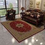 Oriental Floral Frame Rug Dark Color Polypropylene Rug Machine Washable Anti-Slip Back Stain Resistant Area Rug for the Living Room