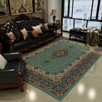 Oriental Floral Frame Rug Dark Color Polypropylene Rug Machine Washable Anti-Slip Back Stain Resistant Area Rug for the Living Room