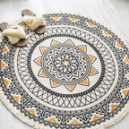 Boho-Chic Bedroom Rug Multicolored Mandala Rug Made of Cotton Washable Area Rug