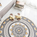 Boho-Chic Bedroom Rug Multicolored Mandala Rug Made of Cotton Washable Area Rug
