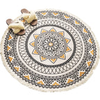 Boho-Chic Bedroom Rug Multicolored Mandala Rug Made of Cotton Washable Area Rug