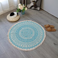 Boho-Chic Bedroom Rug Multicolored Mandala Rug Made of Cotton Washable Area Rug