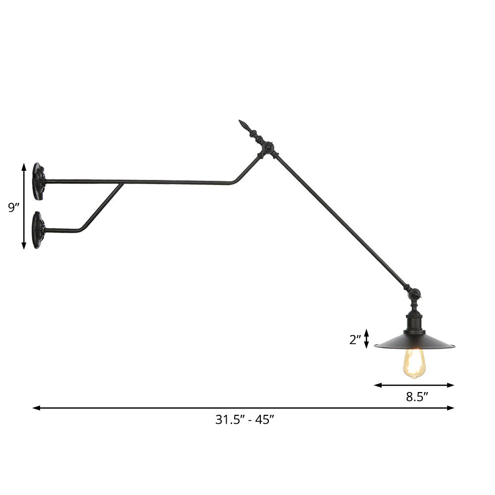 Metal Black/Red/White Wall Lamp Cone Shade 1-Light Industrial Wall Lighting for Living Room