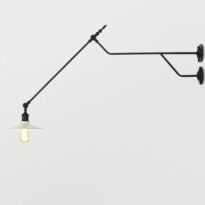 Metal Black/Red/White Wall Lamp Cone Shade 1-Light Industrial Wall Lighting for Living Room