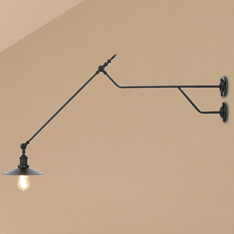 Metal Black/Red/White Wall Lamp Cone Shade 1-Light Industrial Wall Lighting for Living Room