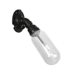 Simple clear glass wall-mounted tube light industrial black oval living room wall lamp