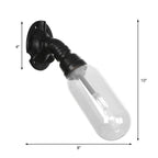 Simple clear glass wall-mounted tube light industrial black oval living room wall lamp