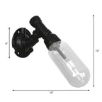 Simple clear glass wall-mounted tube light industrial black oval living room wall lamp