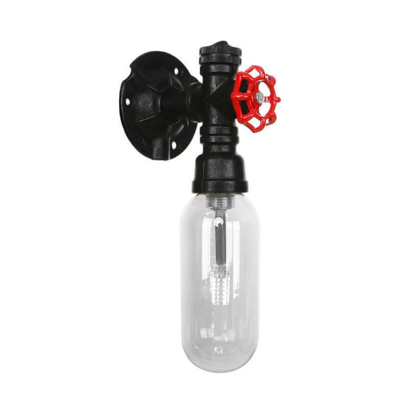 Simple clear glass wall-mounted tube light industrial black oval living room wall lamp