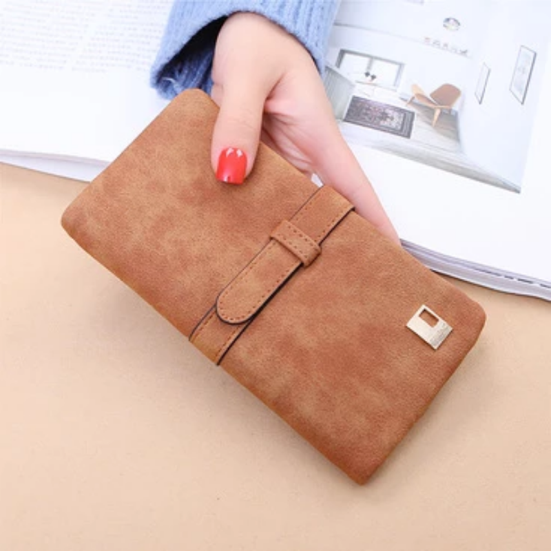 Long wallet with two compartments for women