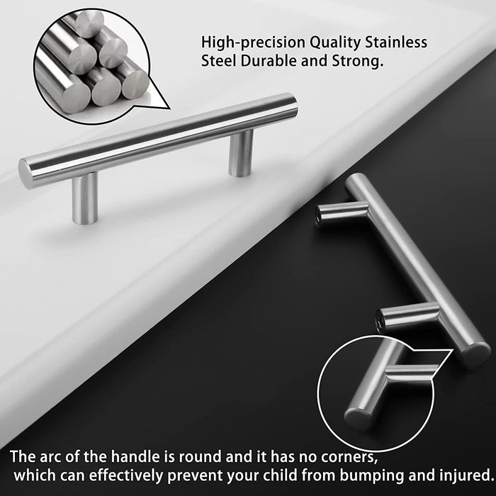 Brushed Nickel Modern Stainless Steel Drawer Hardware T-Bar Handles