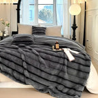 Ruched Faux Rabbit Fur Blanket