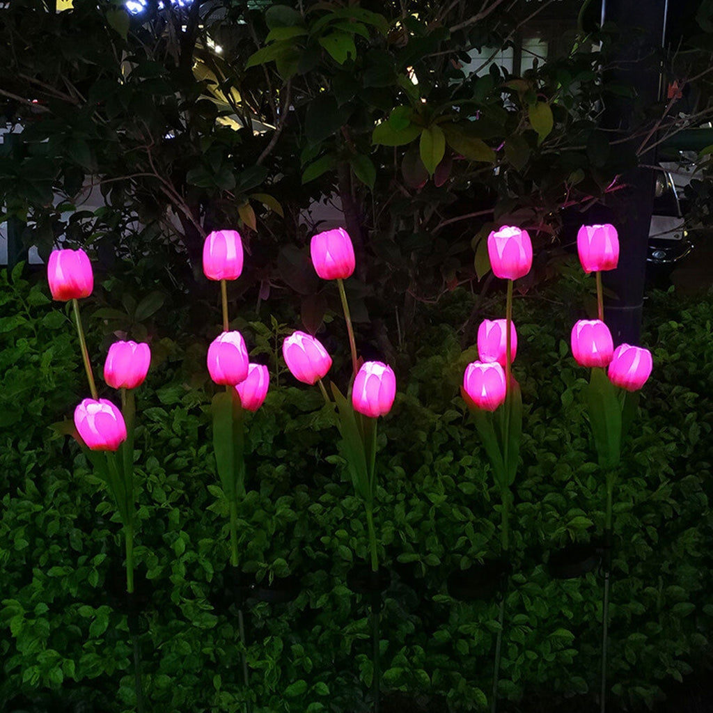 Solar Tulip Lawn Light Outdoor Garden LED Tulip Flower Light Ground Stake Landscape Light