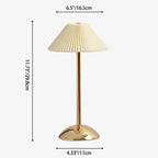 Contemporary Scandinavian rechargeable iron fabric cone pleated LED table lamp for bedside