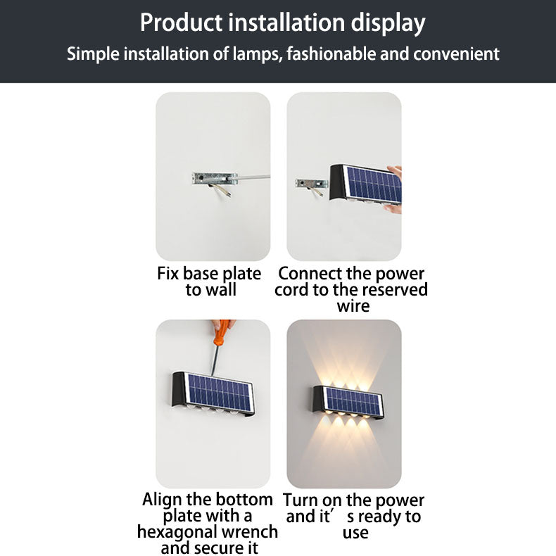 Modern Simplicity Solar Waterproof Rectangular ABS PMMA LED Wall Light Lamp For Outdoor Patio