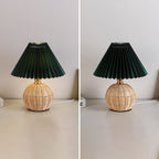 RattaLume Nordic LED Table Lamp | Woven Rattan & Foldable Fabric Shade | Mood Light | Decor for the Bedroom
