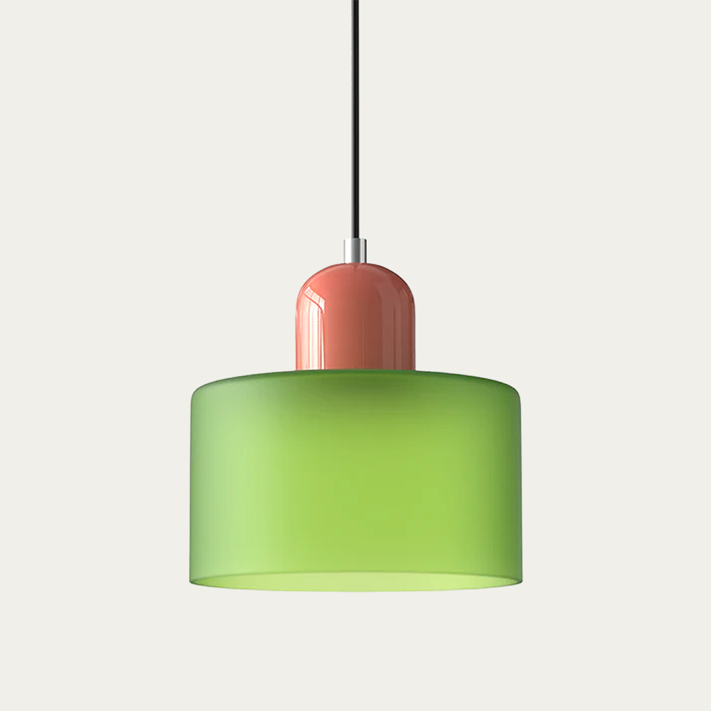 Glass light in subtle colors of the kitchen