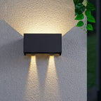 Modern waterproof rectangular LED wall light for outdoor use with up and down lighting