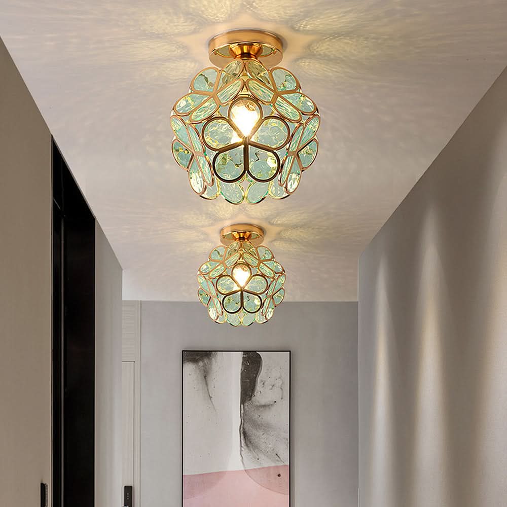 Flowers Style Glass Hallway Ceiling Light