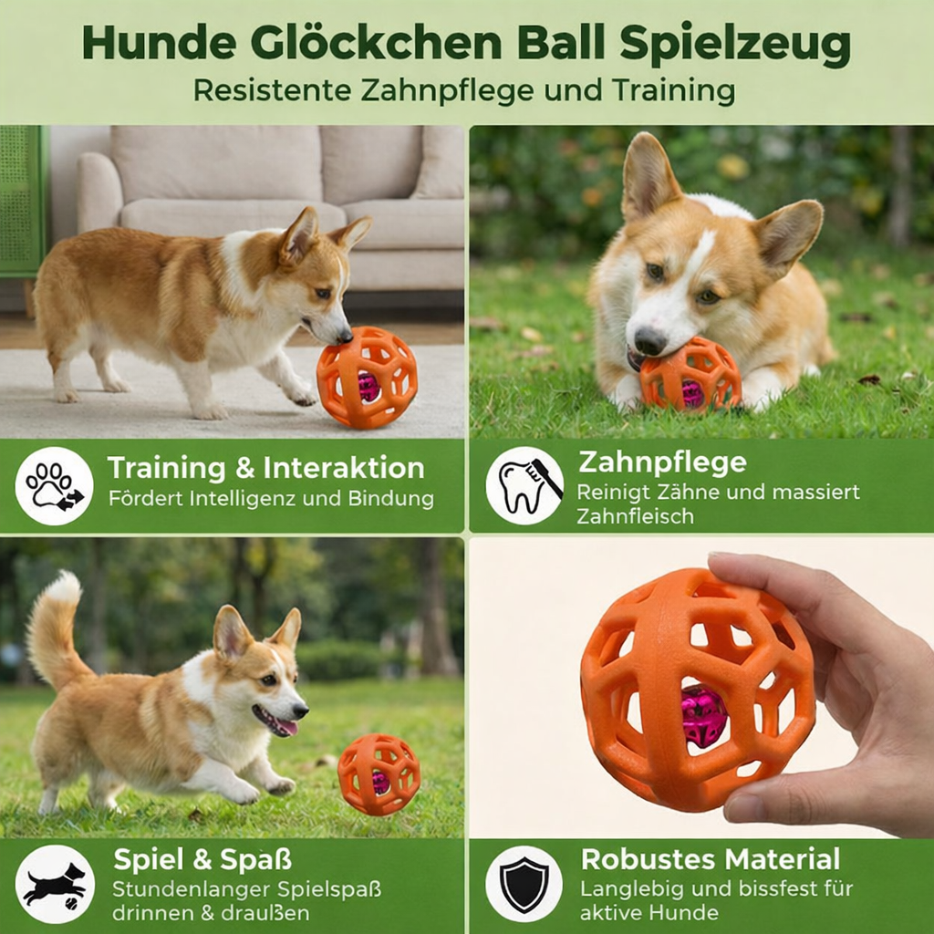 Kauball made of natural rubber with bell