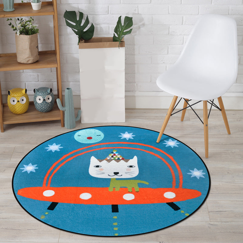 Cartoon Animal Drawing Print Rug Multicolor Polypropylene Rug Machine washable Non-slip backing Stain-resistant rug for children's room
