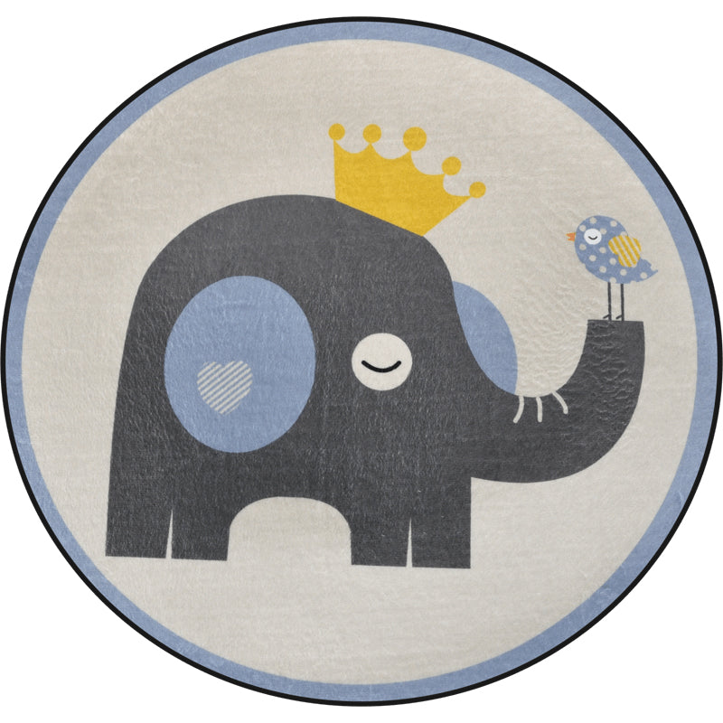 Cartoon Animal Drawing Print Rug Multicolor Polypropylene Rug Machine washable Non-slip backing Stain-resistant rug for children's room
