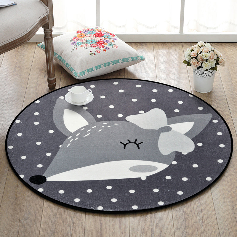 Creative Cartoon Area Rug Multi Colors Animals with Dotted Background Carpet Washable Pet Friendly Non-Slip Rug for Children's Room