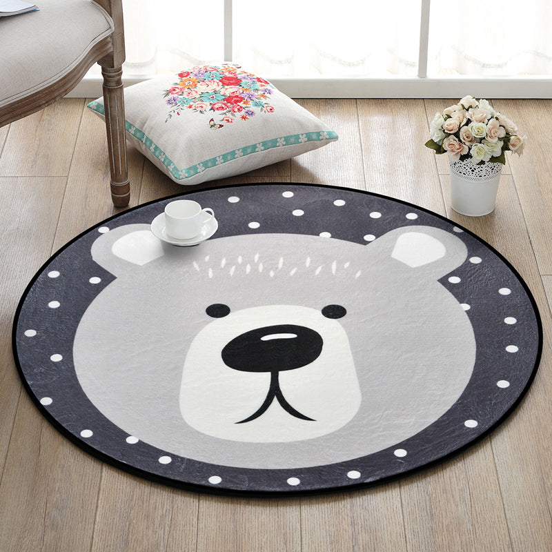 Creative Cartoon Area Rug Multi Colors Animals with Dotted Background Carpet Washable Pet Friendly Non-Slip Rug for Children's Room