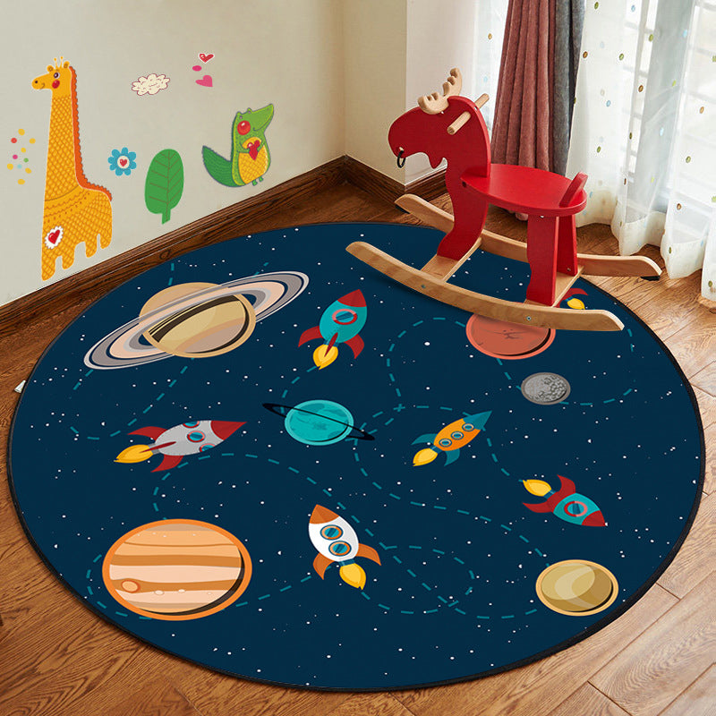 Kids Style Children's Room Mat Multicolor Cartoon Rug Synthetic Pet Friendly Non-Slip Backing Machine Washable Rug