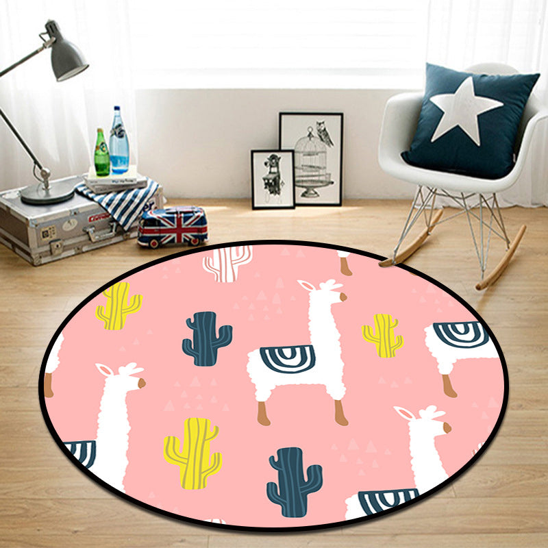 Beautiful Multi Color Cartoon Rug Synthetic Scandinavian Rug Non-Slip Machine Washable Stain Resistant Carpet for Children’s Room