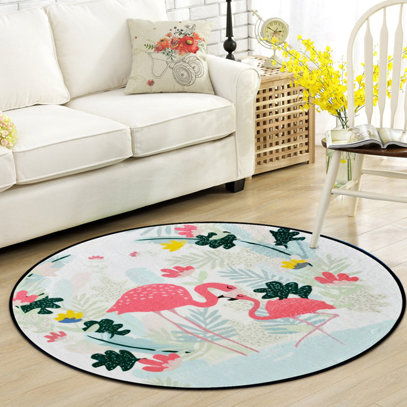 Beautiful Kids Rug Multi Color Animal and Botanical Pattern Rug Pet Friendly Washable Non-Slip Rug for Playroom