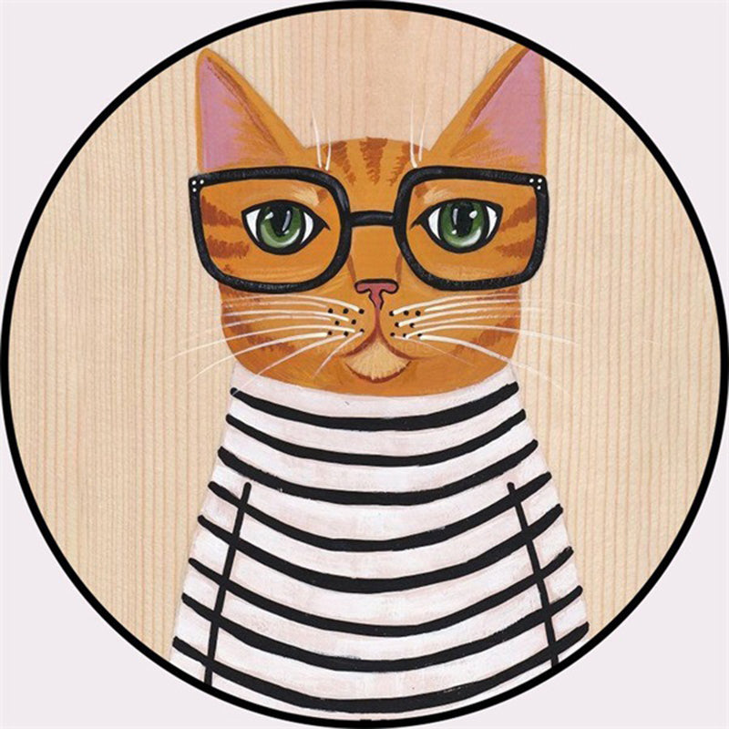 Cool Multicolored Men's Cat Rug Polyester Cartoon Rug Pet-Friendly Non-Slip Washable Rug for the Bedroom