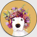 Pastel color children's room rug Nordic dog with wreath portrait rug polyester non-slip back washable pet-friendly rug